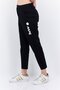 Women Regular Fit Brand Logo Sweatpants, Black - 3