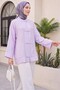Piping Buttoned V-Neck Organza Voile Oversized Kimono -Lilac