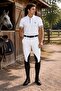 Men's Leather Detailed Riding Trousers White
