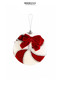 Christmas Ornament Candy Red Velvet Ribbon Round White 13 cm