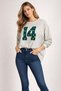 14 // Staple Detail Green Ecru Casual Sweatshirt for Women - 2