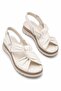 Hella women's wedge heel genuine leather sandals - ecru