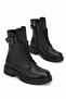 Pamela Buckle Women's Genuine Leather Boots Black