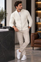 Men's Hair Knit Patterned Jacket with Zipper Detail - 3