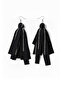 Silver Color Chain Earrings – Black Color Tassel Design