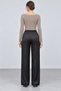 Women's Black High Waist Satin Trousers - 4