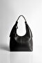 Women's Black Zippered Lined Hand and Shoulder Bag - 2