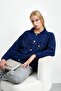Navy Blue Angora Soft Knit Cardigan
