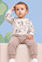 Rocha Baby Ecru Brown Zebra Printed 2-Piece Set - Interlock Cotton Safari Set - 2