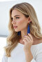 Gold Color Chain Earrings – Saks Blue Color Tassel Design - 2