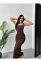 Quality Maxi Stone-Embellished Dress Brown - 6