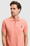 Men's Slim Fit Polo Collar Salmon Basic T-Shirt 50324998-Vr204 - 4