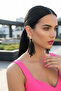 Gold Color Chain Earrings – Black Color Tassel Design - 7