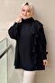 Pleated High Collar Side Ruffle Tunic