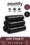 Black Thick Roll Garbage Bag 80X110 cm |   5 Rolls 50 Pieces |   400 Gr |   Large Size Durable Garbage Bag