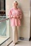 Pleated High Collar Side Ruffle Tunic - 3