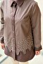 Fuat Gürşen Striped Shirt with Pearl and Stone Embroidery on the Front - 5