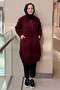 Hooded V Stone Embroidered Zippered Coat - 3