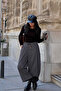 Anthracite checkered elastic waist baggy pants - 5