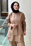 Mixed Fabric Piece Patterned Tunic Pants Set - 4