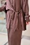 Self-Patterned Tie-Front Shirt and Trousers Set - 5