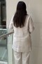 Crochet Knitwear Sports Linen Suit with Stitched Trousers - 4
