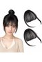Clip-in Bangs 100% Human Hair Extensions Natural Clip-on Fringe Air Bangs Side Hair Bangs with Nice Net Handmade Natural Flat Neat Bangs with Temples for Women One Piece Hairpiece (WITH SIDE)