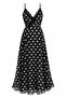 Lace Detailed Polka Dot Patterned Belted Tulle Midi Dress
