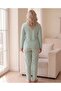 Women's Winter Plus Size Curve Embroidered Patterned Collar Buttoned Long Sleeve Pajama Set - 4
