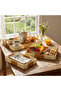 Interlocking Set of 3 Rectangular Plastic Rattan Trays – Multi-Purpose Set with Dual Color Wicker Look - 2