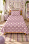Hearted Romantic Cute Powder Youthful Pique Set - Love Themed Modern Plum Cream Quilted Bedspread - 5