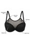Black Mesh and Multi-Strap Detailed Supportive Adjustable Strap Bra & Panty Lingerie Set - Underwire and Padded - 4