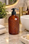 Yıldız Glass Liquid Soap Dispenser Single-Amber •• Countertop Sink Dish Hand Soap Dispenser for Bathroom & Kitchen Bathroom Decor Glass Detergent Dispenser Liquid Soap Shower Gel Dishwashing Liquid Bleach Shampoo Bathroom Glass Decor - 5