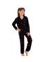 Modalove Girls' Milan Fabric Buttoned Front Suede Winter Long Sleeve Pajama Set