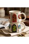 Handcrafted, Embossed Patterned Country House and Mushrooms Figured 2-Piece Ceramic Mug Set - 4