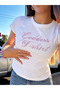 Crep Women's Goddess Spirit Stone Printed T-Shirt Crew Neck Short Sleeve Slim Fit Cotton Ribbed Ecru - 3