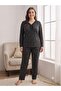 Plus Size Long-Sleeved Lace Collar Combed Cotton Pajama Set