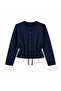 Women's Adjustable Waist, Lace Edged, Crew Neck Knitwear Basic Cardigan