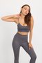 Seamless Bra - Forme |   Gray Smoked Laser Cut Seamless Women's Sports Bralette with Gathering Pads - 7