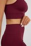 Women's Burgundy Sports Leggings and Bralet Top and Bottom Set Non-Marking Stretchy Gathering Seamless - 5