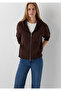 Zippered basic sweatshirt coffee bean - 2