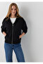 Zippered Basic Sweatshirt Black - 2