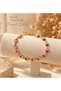 Pink Strawberry Figured Gold Color Minimal Summer Women's Bracelet - 3