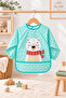 Teddy Bear and Deer Patterned Long Sleeve Baby Feeding and Activity Bib with Pockets - 5