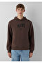 M0S10646 Logo Printed Hooded Men's Sweatshirt Brown - 3