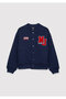 Mj Logo Embroidered Navy Blue Bomber Jacket 6S10190-84371 - 2