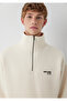 Logo Printed Half-Zip Beige Sweatshirt 0S10678-70072 - 6