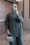 Women's Cupra Modal Fabric Decorative Stitching Detailed Crew Neck Hijab Set 3852 Khaki - Premium Series - 3