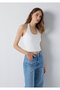 Halter Neck Ecru Top Fitted / Body-Fitting Cut 1620244-70057 - 5