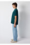 Green Basic T-Shirt with Pocket Detail Loose Fit / Comfortable Cut 066248-90366 - 5
